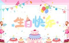 粉色卡通风生日快乐相册图集PPT模板