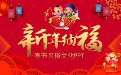 红色喜庆新年纳福春节习俗文化介绍PPT模板