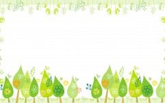 绿色清新卡通树木植物边框PPT背景图片