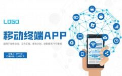 白色简约移动终端APP手机工作汇报PPT模板